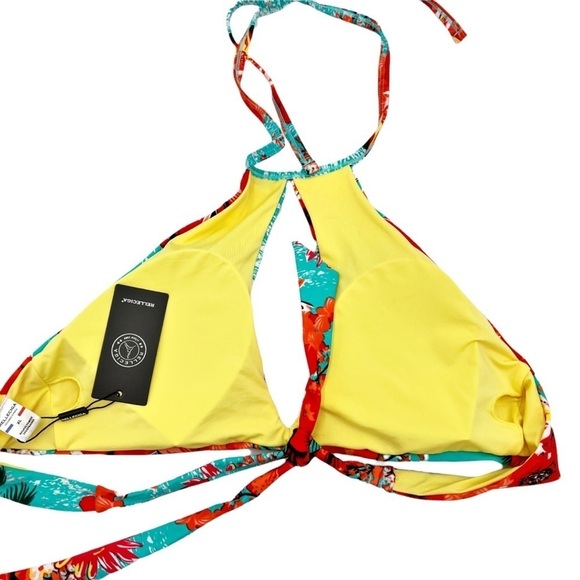 NWT Relleciga Swim Sexy Keyhole Swimsuit Cutout High Neck Bikini Top - Picture 2 of 5